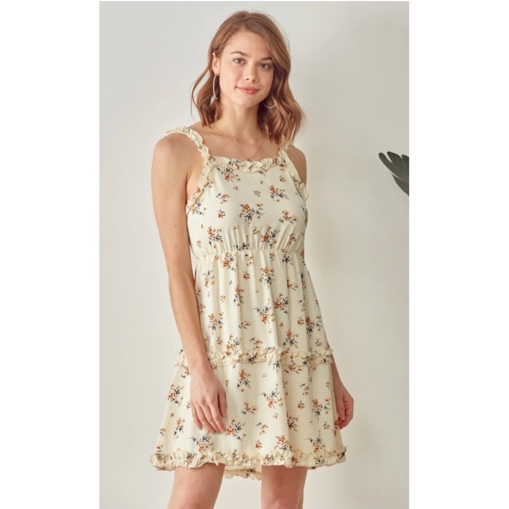Birch And Stone Womens Floral Murrow Ruffle Dress Size XL